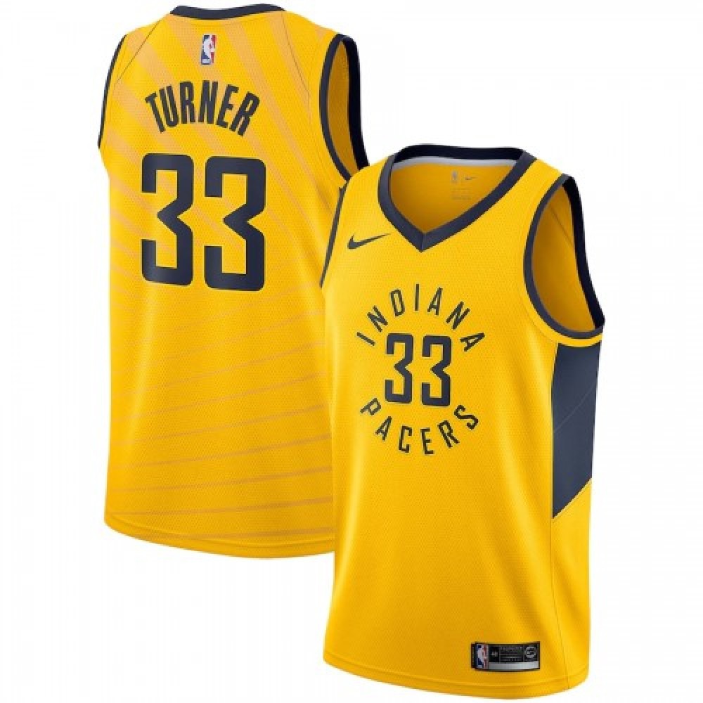 Men's Indiana Pacers Myles Turner #33 Gold Replica Swingman Jersey - Statement Edition-Pro Kit Vault | Brand New 26/27 Sports Jerseys